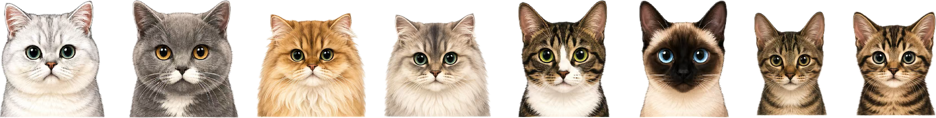 Eight cats at home